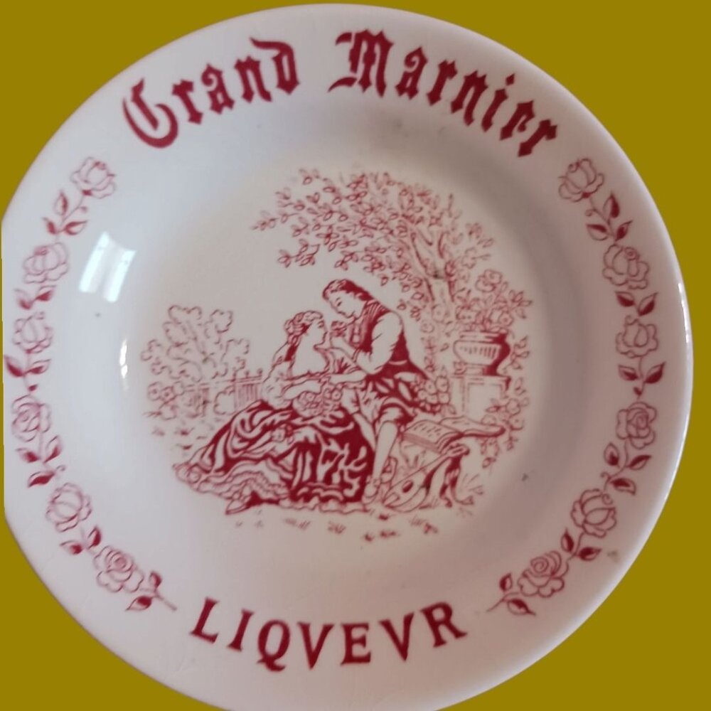 French Vtg Grindley Grand Marnier Trinket Dish Jewelry  With Romantic Scene - Picture 3 of 7